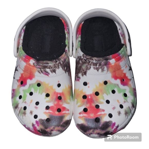 Tie-dye crocs with lining size C 10. ^ - Picture 1 of 6